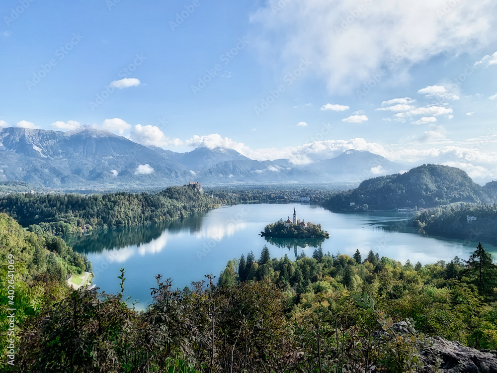 From Ojstrica viewpoint in Bled, Slovenia From Ojstrica viewpoint in Bled, Slovenia