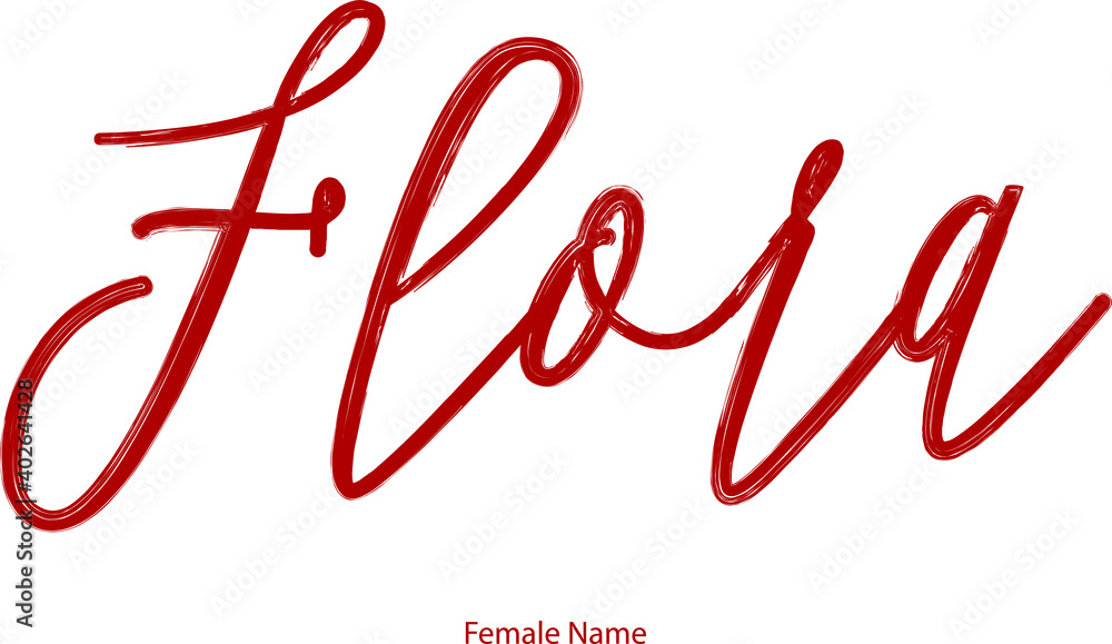 Flora Female Name in Beautiful Cursive Typography Text Flora Female Name in Beautiful Cursive Typography Text