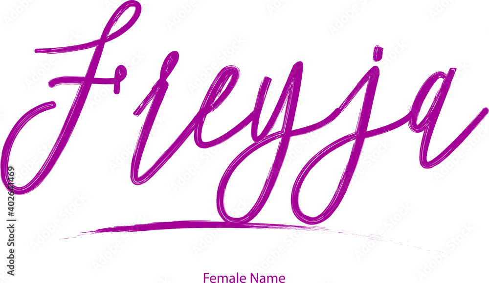 Freyja Female Name in Beautiful Cursive Typography Text Freyja Female Name in Beautiful Cursive Typography Text