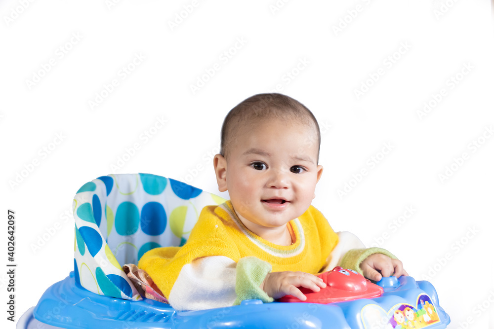Smiling happy baby male isolated on white background Smiling happy baby male isolated on white background
