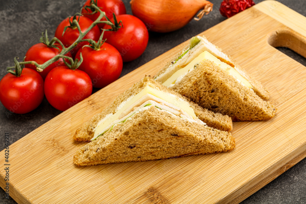 Club sandwich with chicken and cheese Club sandwich with chicken and cheese