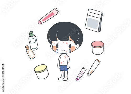 アトピー性皮膚炎で全身が痒い子と塗り薬・ビフォー