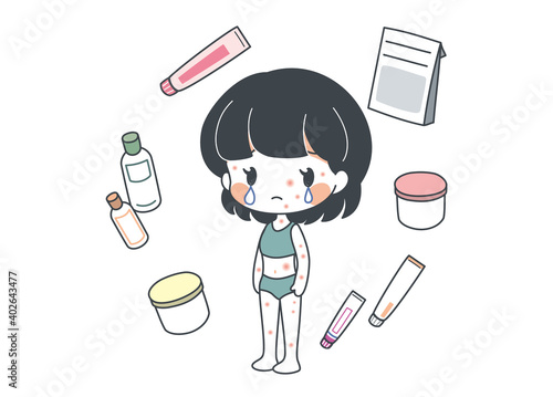 アトピー性皮膚炎で全身が痒い人と塗り薬・ビフォー
