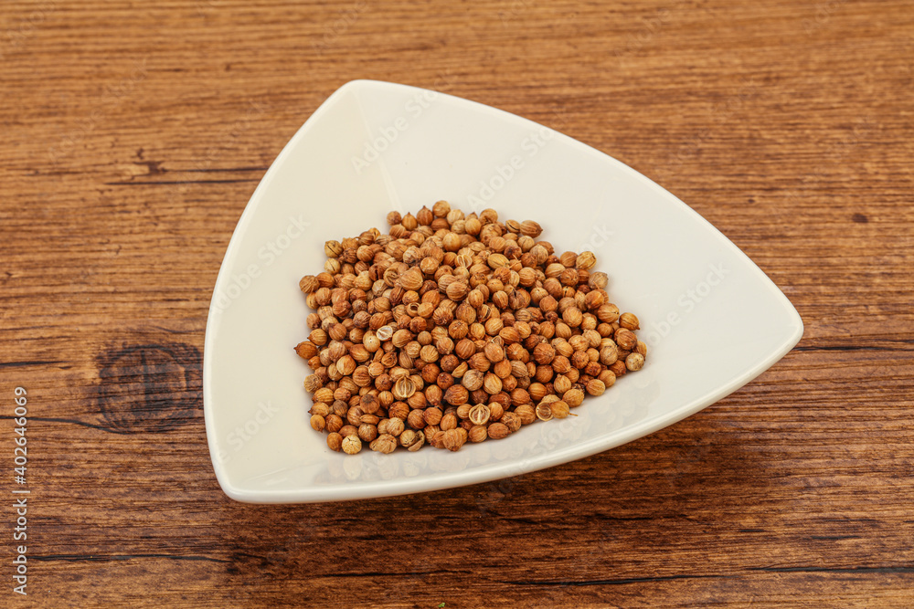 Coriander seeds in the bowl Coriander seeds in the bowl