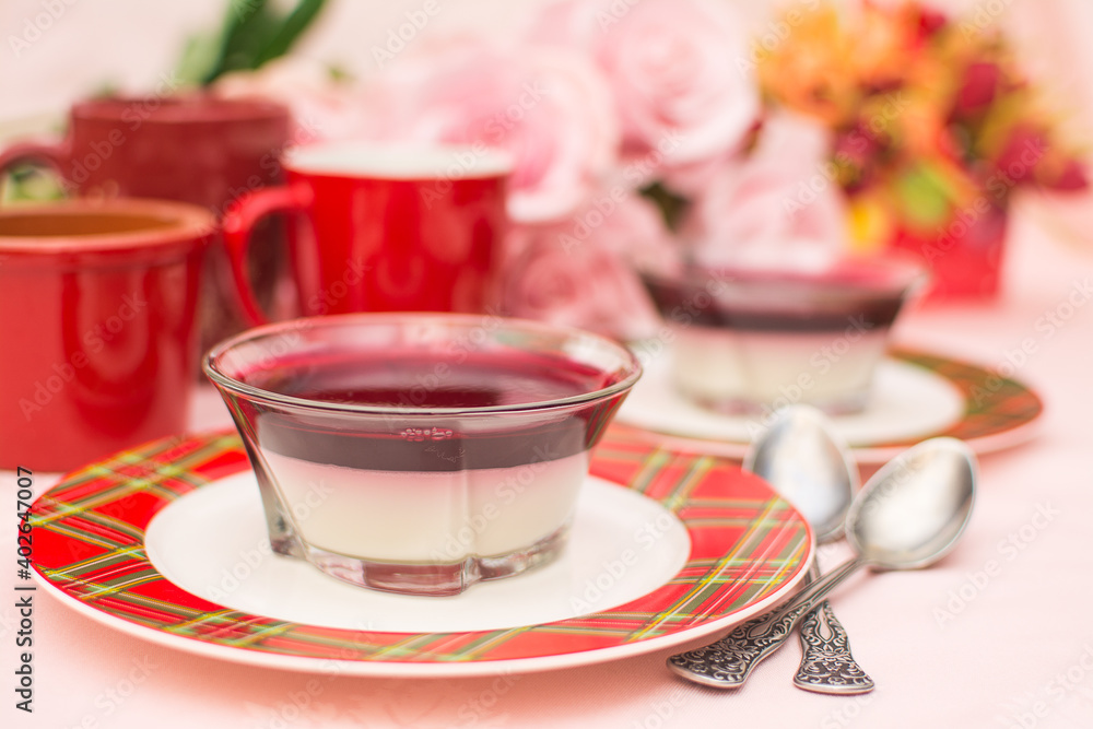 Delicious Italian dessert with fresh berry sauce. Delicious Italian dessert with fresh berry sauce.