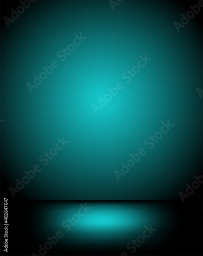 Empty blue studio room Backdrop. Light interior with copyspace f