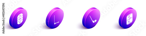 Set Isometric Ice hockey rink, Ice hockey stick and puck, Ice hockey stick and Air hockey table icon. Vector.
