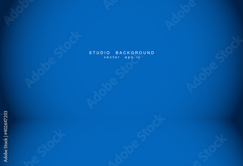 Empty blue studio room Backdrop. Light interior with copyspace f