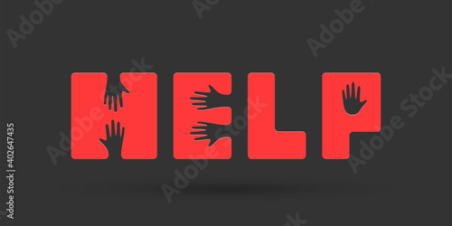 The word help made with hands. Vector illustration