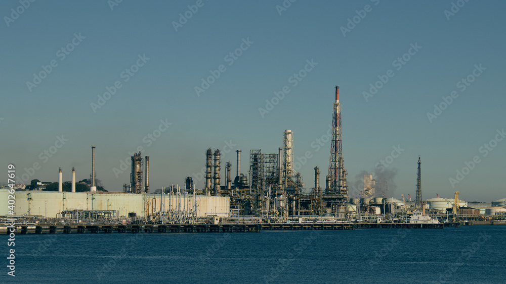 Tokyo Bay and oil refinery in Yokohama city