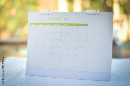 White calendar on blur background.