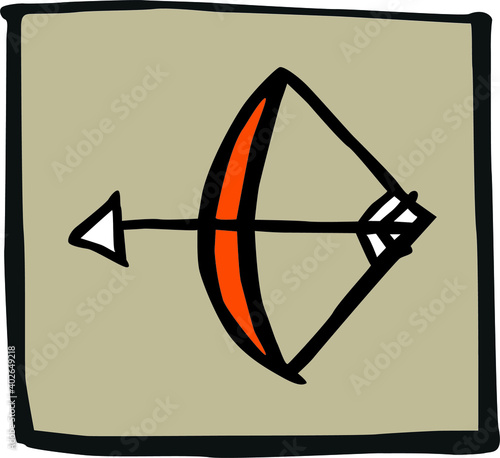 Wooden bow original simple hand drawing converted to vector and colored 