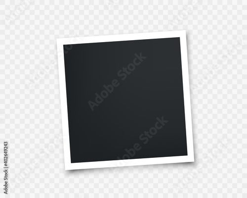 Photo frame mockup design. Vintage blank photo card. Retro photos frame. Realistic photo card.
