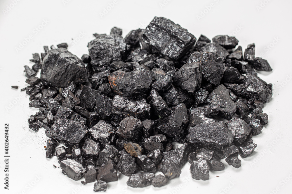 Fototapeta premium raw coal isolated in white background