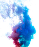 Blue and pink smoke isolated on a white