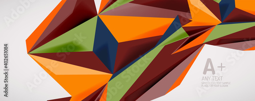 Vector triangle geometric backgrounds. Low poly 3d shape on light backdrop. Vector illustration for covers, banners, flyers and posters and other designs