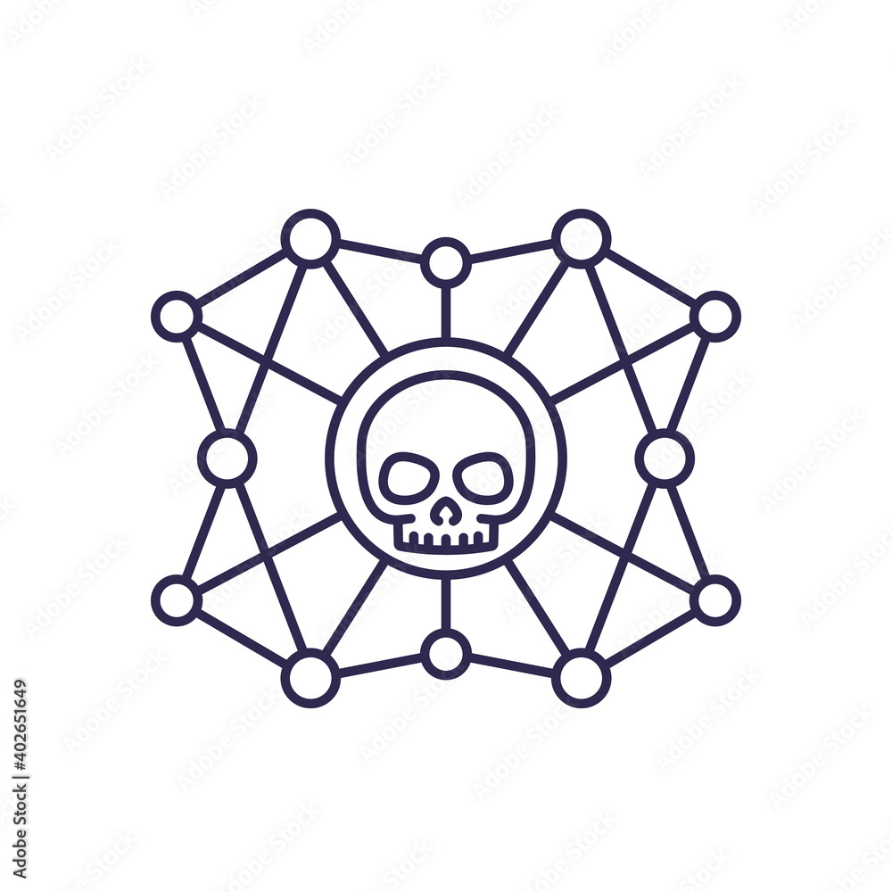 malware spread, cyber attacks line icon malware spread, cyber attacks line icon