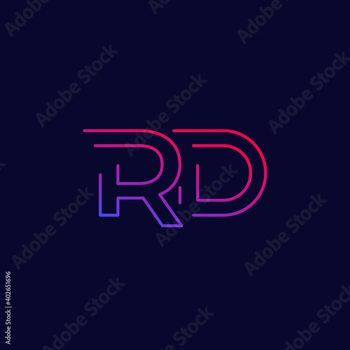 RD letters logo design  line vector