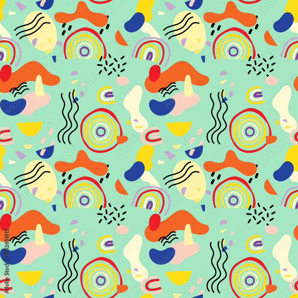 Fototapeta premium Abstract poster design. Liquid colorful shapes on light background. Vector illustration.