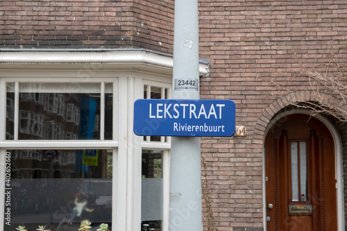Street Sign Lekstraat At Amsterdam The Netherlands 2020