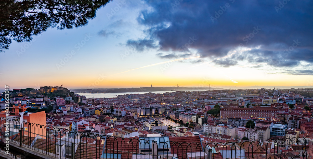 Lisbon, Portugal panorama. Winter solstice 2020