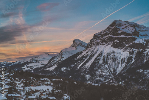 Sunset in the Alps - looking out from Les Carroz photo