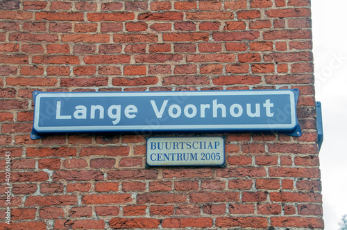 Street Sign Lange Voorhout At Amsterdam The Netherlands 2018 photo