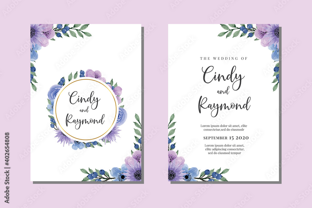 Obraz premium Floral Watercolor Wedding invitation Set