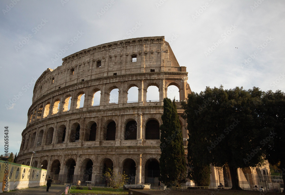 Colosseum,Italy.An oval amphitheater in the center of the city of Rome, Italy.And is the largest ancient amphitheater ever built.Construction began under the emperor Vespasian .