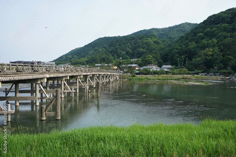 Landscape of Togetsu Bridge, Togetsukyo, in Arashiyama, Kyoto prefecture, Japan - 日本 京都 嵐山 渡月橋と桂川	