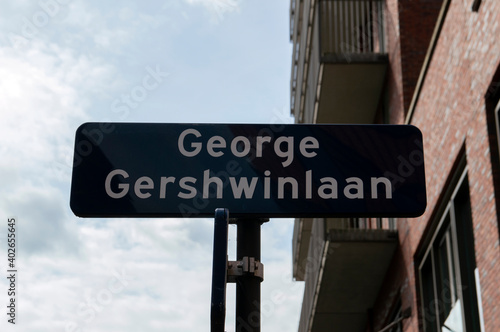 Street Sign George Gershwinlaan At Amsterdam The Netherlands 2019 photo