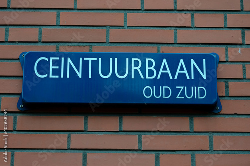 Street Sign Ceintuurbaan At Amsterdam The Netherlands 22-12-2020