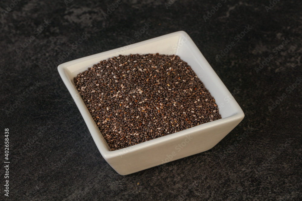 Seasoning chia seeds in the bowl Seasoning chia seeds in the bowl