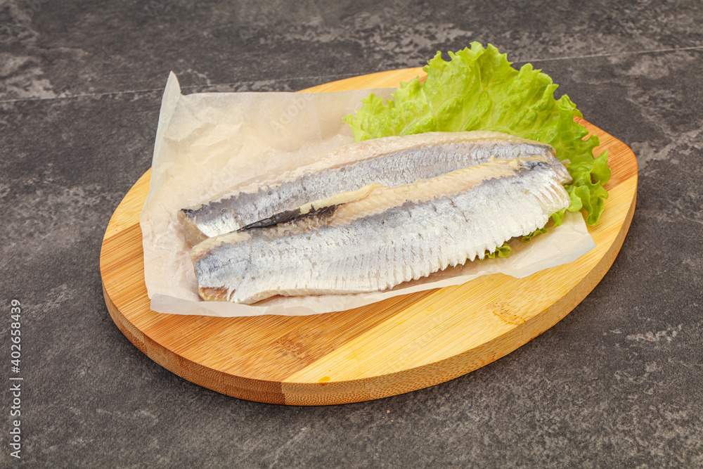 Herring fillet with salad leaves Herring fillet with salad leaves