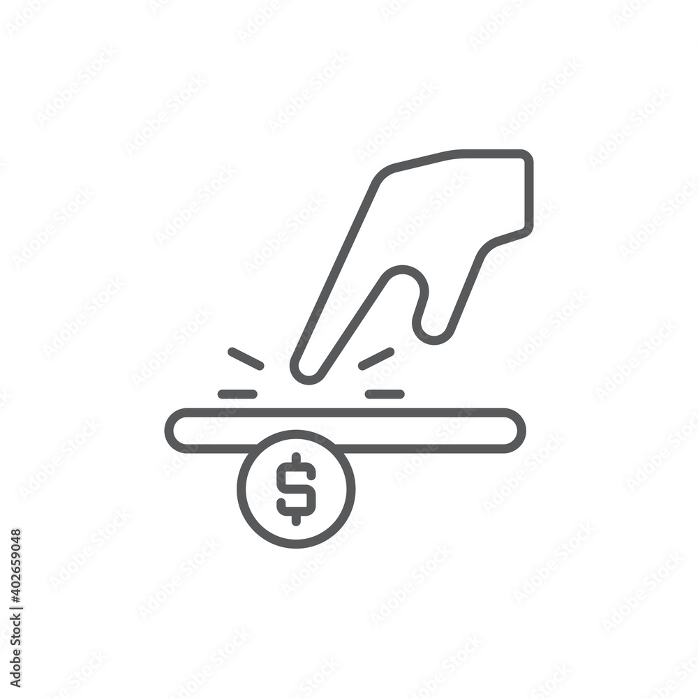 Hand using touch screen and coin icon, color, line, outline vector sign, linear style pictogram isolated on white. Symbol, logo illustration Hand using touch screen and coin icon, color, line, outline vector sign, linear style pictogram isolated on white. Symbol, logo illustration