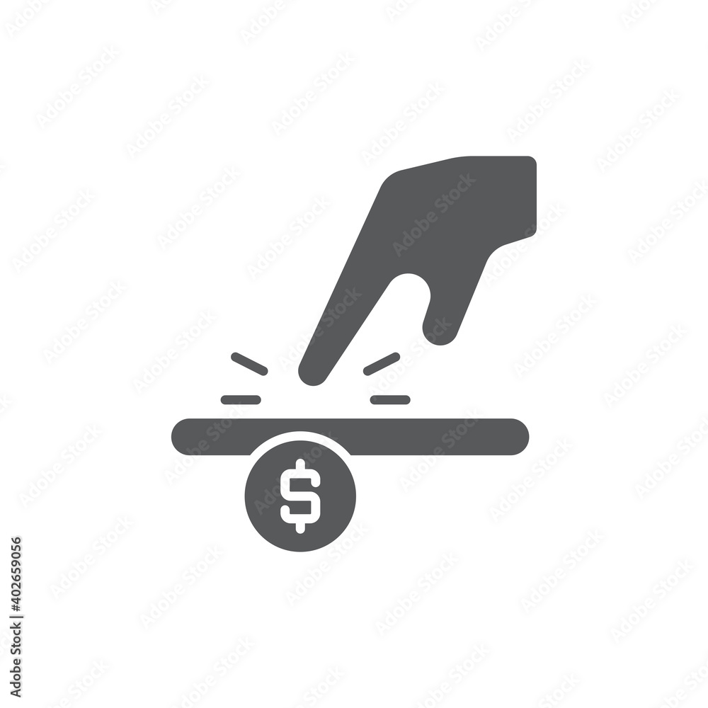 Hand using touch screen and coin icon, color, line, outline vector sign, linear style pictogram isolated on white. Symbol, logo illustration