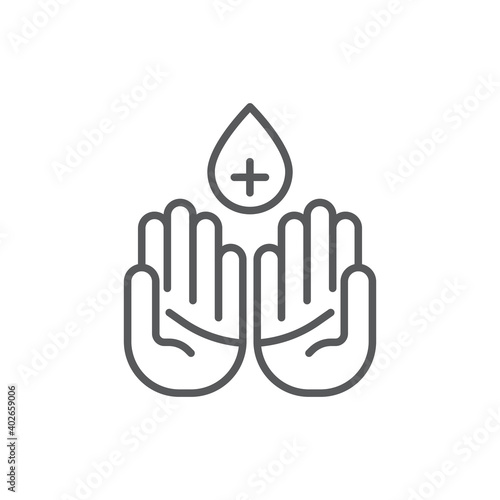 Hand sanitizer icon, color, line, outline vector sign, linear style pictogram isolated on white. Symbol, logo illustration