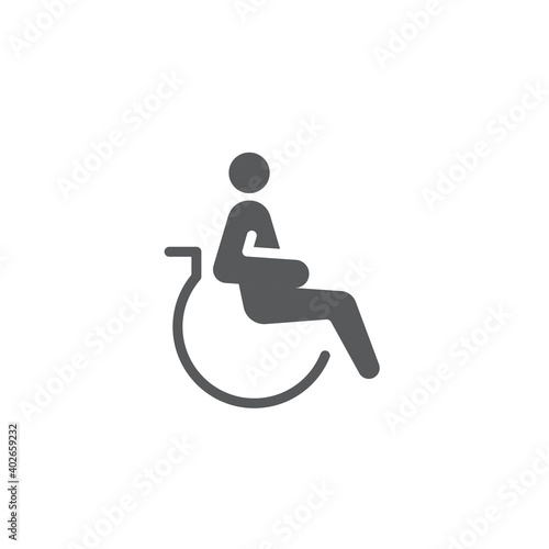 Handicapped patient icon, color, line, outline vector sign, linear style pictogram isolated on white. Symbol, logo illustration
