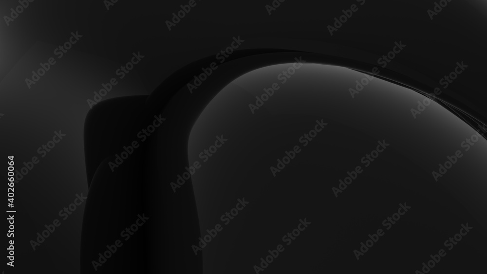Fototapeta premium Abstract black background. Smooth black wave. Glossy Plastic. Dark luxury texture. Oil, petroleum. Black tar, gum. 3d rendering