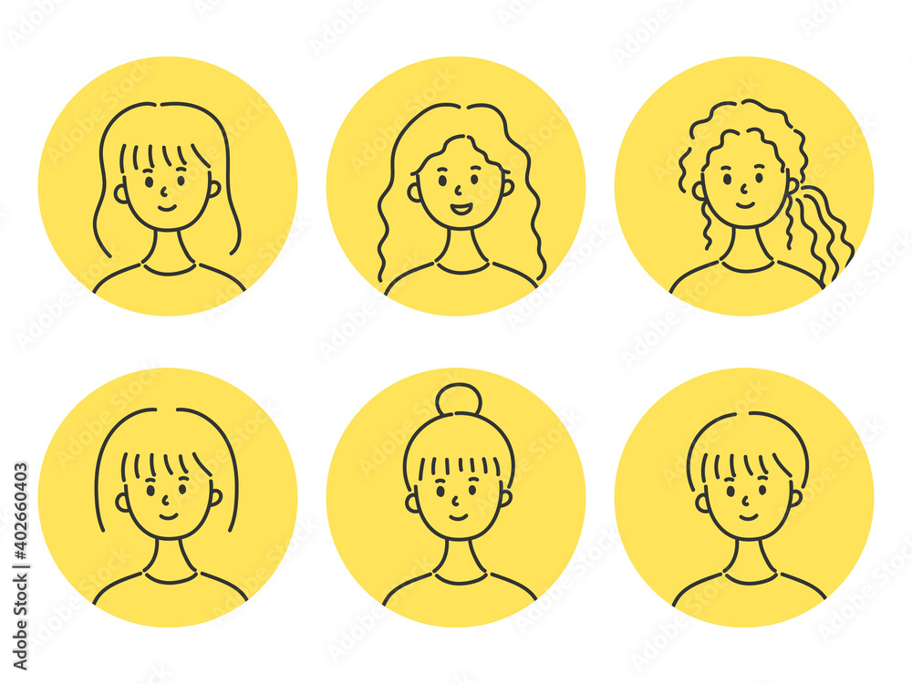Set of smiling women, vector illustration Set of smiling women, vector illustration