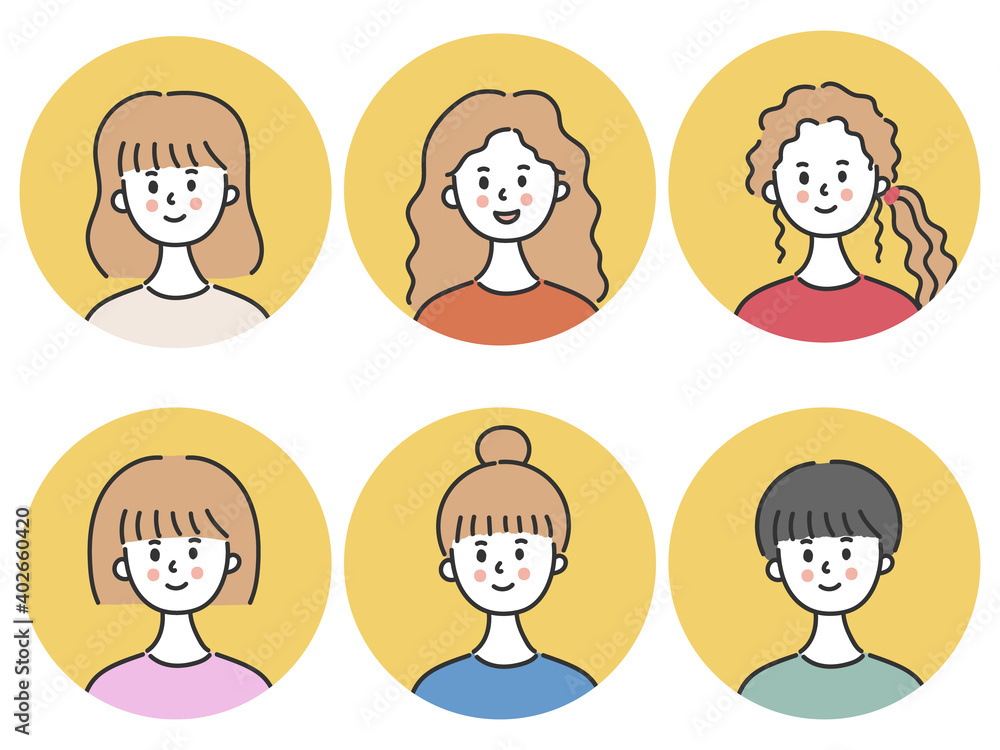 Set of smiling women, vector illustration Set of smiling women, vector illustration