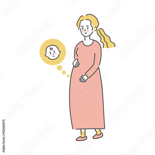 Happy pregnant woman, vector illustration