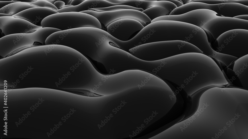 Abstract black background. Smooth black wave. Glossy Plastic. Dark luxury texture. Oil, petroleum. Black tar, gum. 3d rendering Abstract black background. Smooth black wave. Glossy Plastic. Dark luxury texture. Oil, petroleum. Black tar, gum. 3d rendering