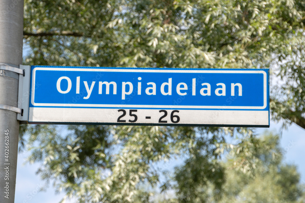 Olympiadelaan Street Sign At Amstelveen The Netherlands 2019