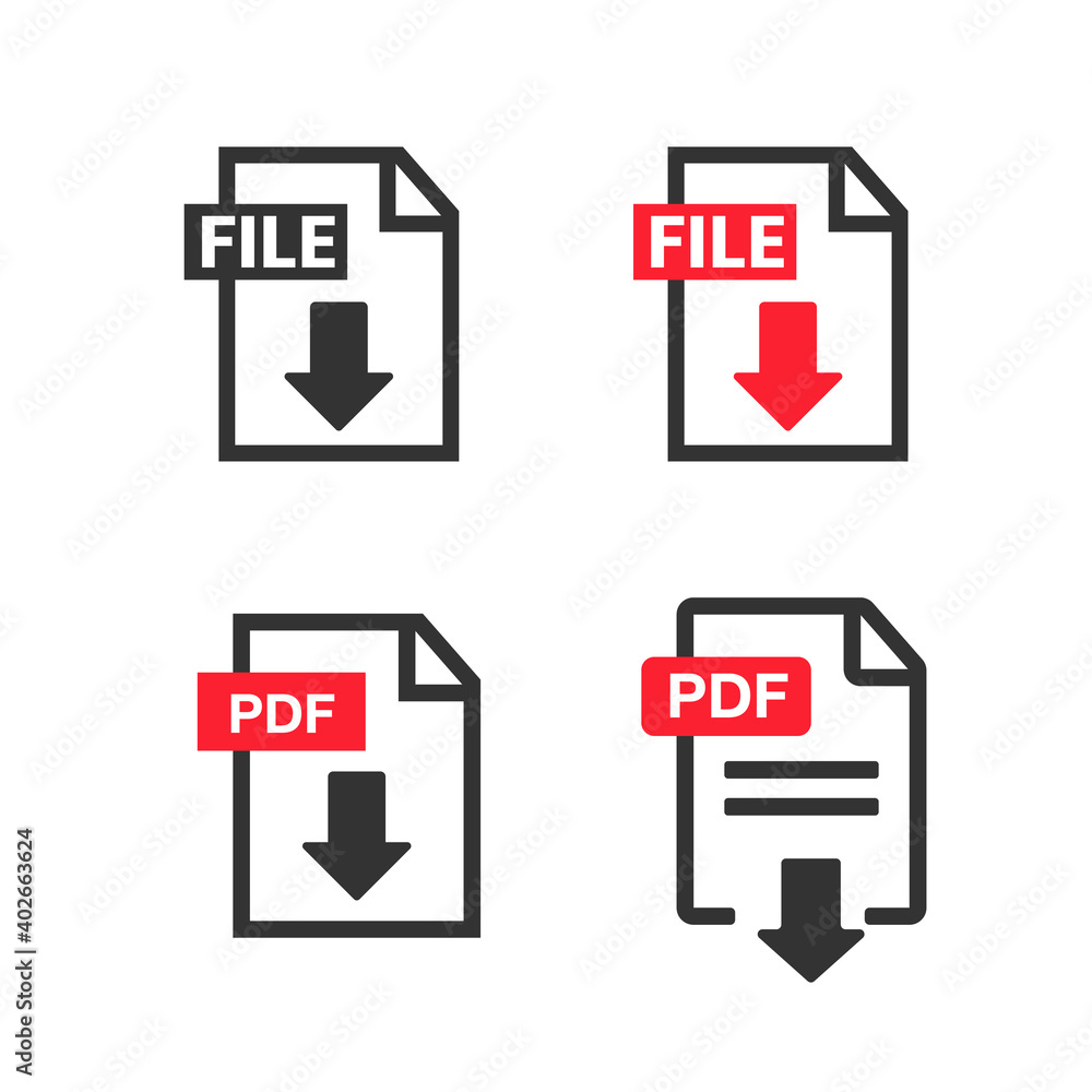 PDF File Icons. Document icon set. File Icons line style illustration PDF File Icons. Document icon set. File Icons line style illustration