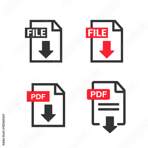 PDF File Icons. Document icon set. File Icons line style illustration