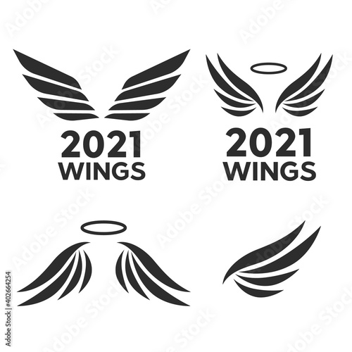 Airforce logo icons. Avia vector logo. Set of heraldic wings or angel wings drawn