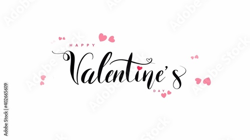 Valentines day hand lettering with  heart  background with heart isolated On White Background