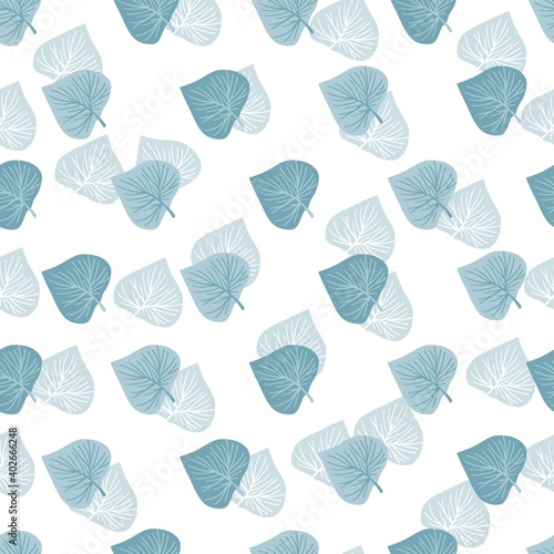 Abstract Soft Gray Teal Leaves Vector Decoration Pattern