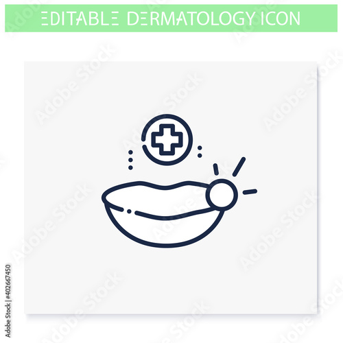 Lip herpes line icon. Cold sore inflammation, dermatologic disease. Herpes simplex infection. Skincare, cosmetology, medicine. Health and beauty concept. Isolated vector illustration. Editable stroke 